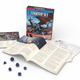 Contents of a Dungeons and Dragons starter set include dice, books, and character sheets.